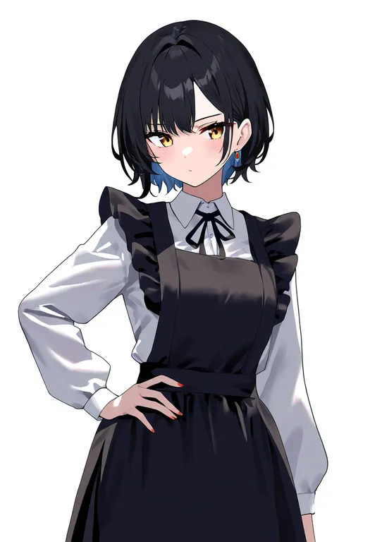 masterpiece, best quality, newest, absurdres, highres, safe, frilled_apron, 1girl, solo, simple_background — by k3scat, made with ComfyUI