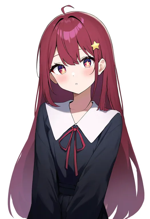 masterpiece, best quality, newest, absurdres, highres, safe, star_hair_ornament, 1girl, solo, simple_background — by k3scat, made with ComfyUI