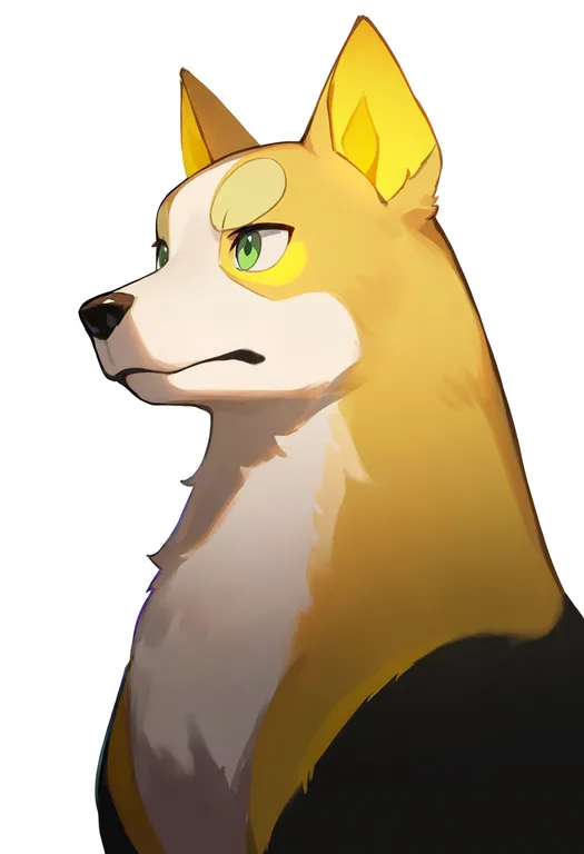 masterpiece, best quality, newest, absurdres, highres, safe, boltund, solo, upper_body, simple_background — by k3scat, made with ComfyUI