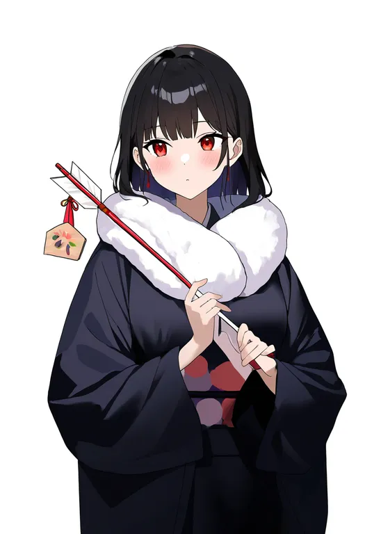 masterpiece, best quality, newest, absurdres, highres, safe, hamaya, 1girl, solo, simple_background — by k3scat, made with ComfyUI