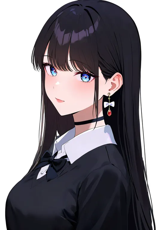 masterpiece, best quality, newest, absurdres, highres, safe, bow_earrings, 1girl, solo, simple_background — by k3scat, made with ComfyUI