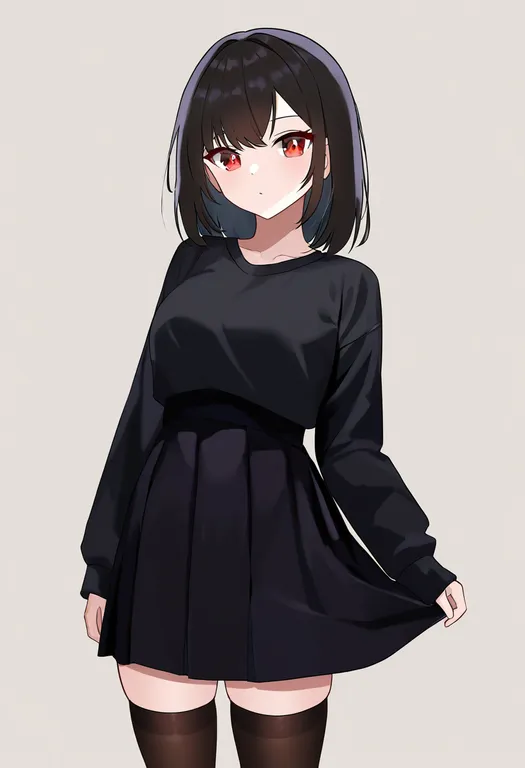 masterpiece, best quality, newest, absurdres, highres, safe, brown_socks, 1girl, solo, simple_background — by k3scat, made with ComfyUI
