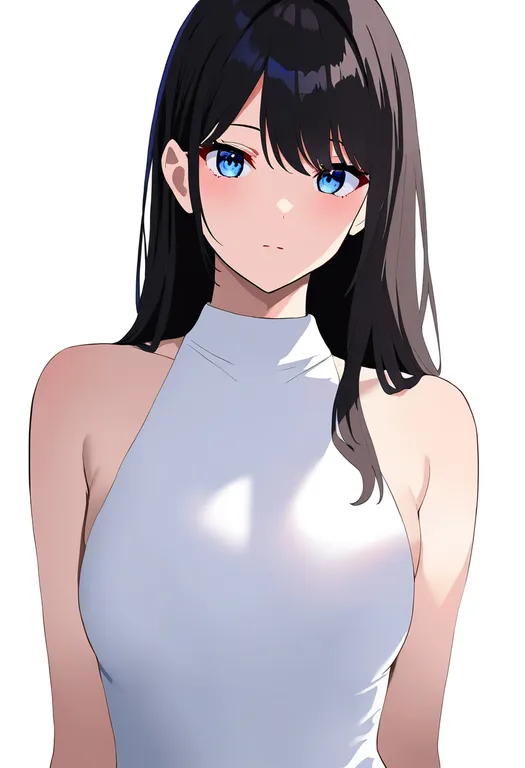 masterpiece, best quality, newest, absurdres, highres, safe, white_dress, 1girl, solo, simple_background — by k3scat, made with ComfyUI