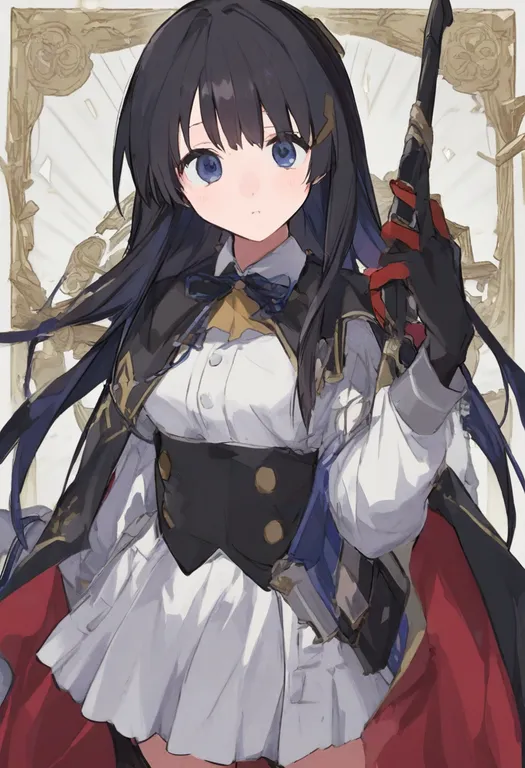 masterpiece, best quality, general, two-sided cape, 1girl, solo, simple background — by k3scat, made with ComfyUI