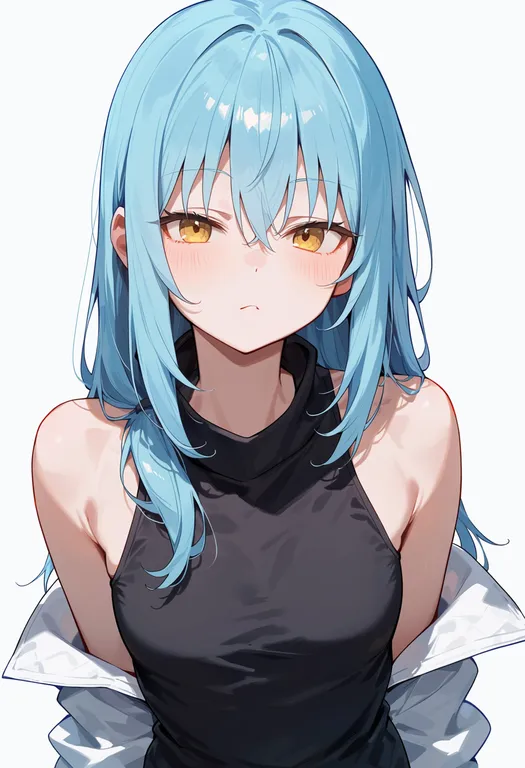 masterpiece, best quality, score_7, safe, rimuru tempest, solo, upper body, simple background — by k3scat, made with ComfyUI