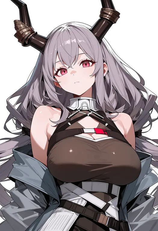 masterpiece, best quality, score_7, safe, typhon (arknights), arknights, solo, upper body, simple background — by k3scat, made with ComfyUI