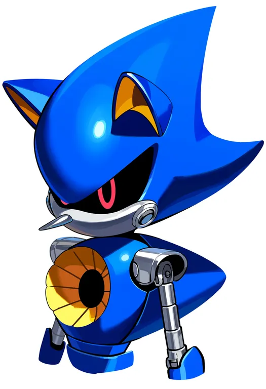 masterpiece, best quality, score_7, safe, metal sonic, solo, upper body, simple background — by k3scat, made with ComfyUI