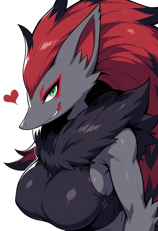 masterpiece, best quality, score_7, safe, zoroark, solo, upper body, simple background — by k3scat, made with ComfyUI