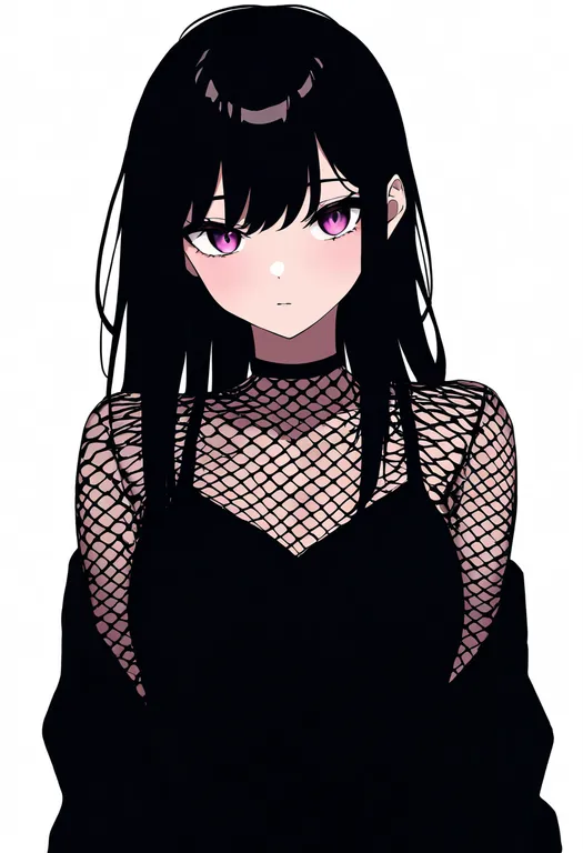 masterpiece, best quality, newest, absurdres, highres, safe, fishnet_top, 1girl, solo, simple_background — by k3scat, made with ComfyUI