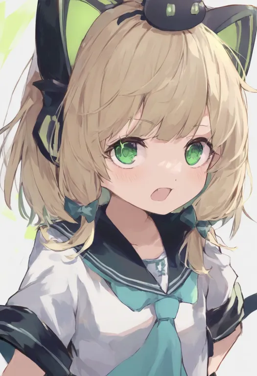 masterpiece, best quality, general, on head, 1girl, solo, simple background — by k3scat, made with ComfyUI