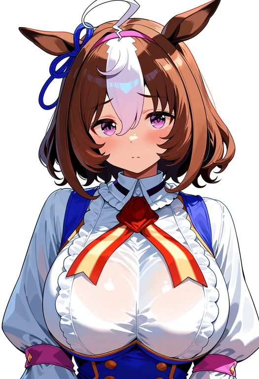 masterpiece, best quality, score_7, safe, meisho doto (umamusume), umamusume, solo, upper body, simple background — by k3scat, made with ComfyUI
