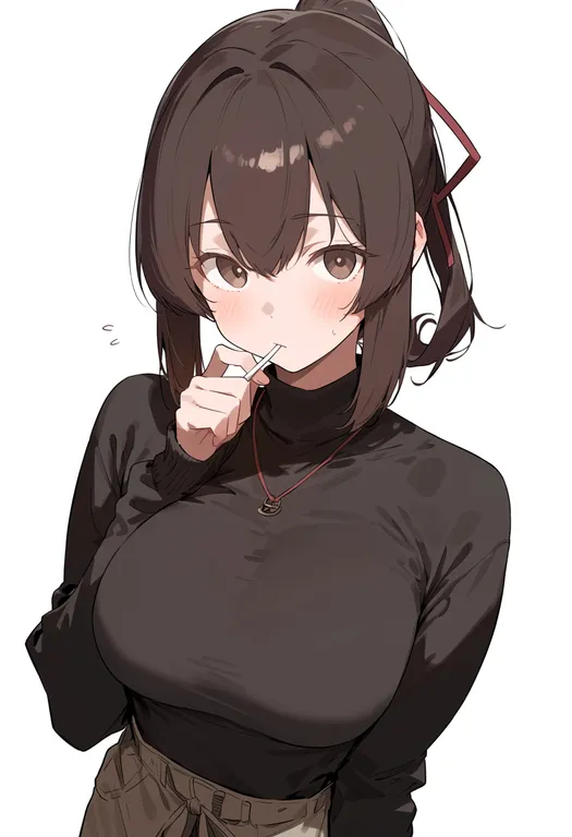masterpiece, best quality, score_7, safe, ise (kancolle), solo, upper body, simple background — by k3scat, made with ComfyUI
