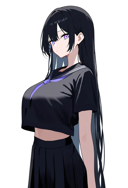masterpiece, best quality, newest, absurdres, highres, safe, crop_top_overhang, 1girl, solo, simple_background — by k3scat, made with ComfyUI