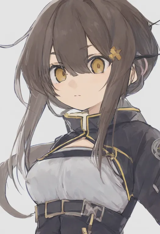 masterpiece, best quality, general, hairpin, 1girl, solo, simple background — by k3scat, made with ComfyUI