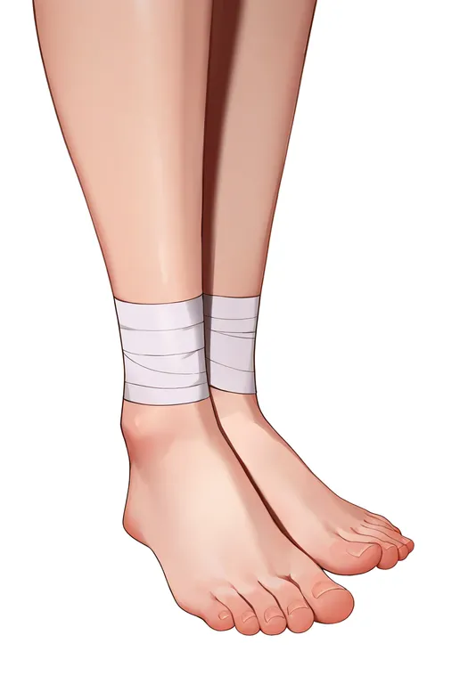 masterpiece, best quality, newest, absurdres, highres, safe, ankle_wrap, 1girl, solo, simple_background — by k3scat, made with ComfyUI
