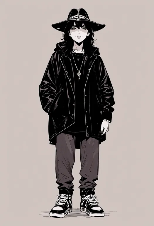 masterpiece, best quality, score_7, safe, led zeppelin iv (album), solo, simple background — by k3scat, made with ComfyUI