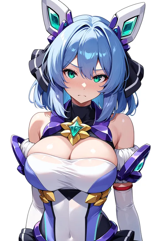 masterpiece, best quality, score_7, safe, exs-tia magica, solo, upper body, simple background — by k3scat, made with ComfyUI