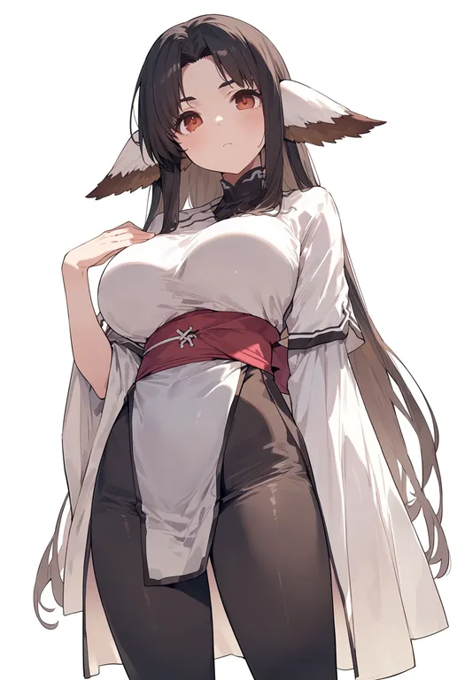 masterpiece, best quality, score_7, safe, utawarerumono (series), solo, simple background — by k3scat, made with ComfyUI