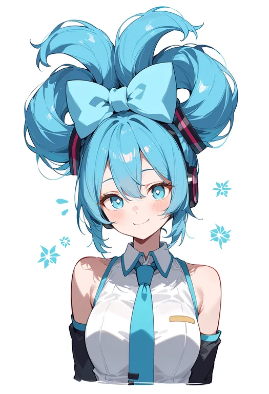masterpiece, best quality, score_7, safe, cinnamiku, solo, upper body, simple background — by k3scat, made with ComfyUI