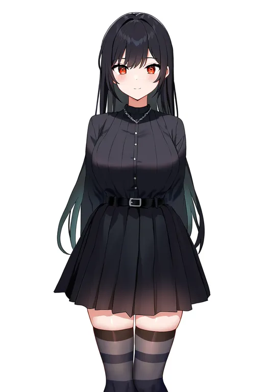 masterpiece, best quality, newest, absurdres, highres, safe, horizontal-striped_thighhighs, 1girl, solo… — by k3scat, made with ComfyUI