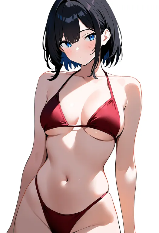 masterpiece, best quality, newest, absurdres, highres, safe, highleg_bikini, 1girl, solo, simple_background — by k3scat, made with ComfyUI