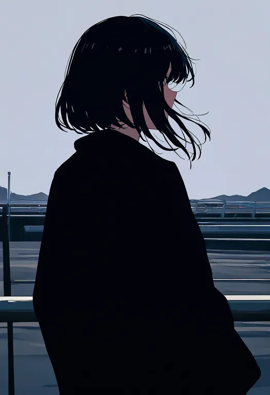 masterpiece, best quality, newest, absurdres, highres, safe, guard_rail, 1girl, solo, simple_background — by k3scat, made with ComfyUI