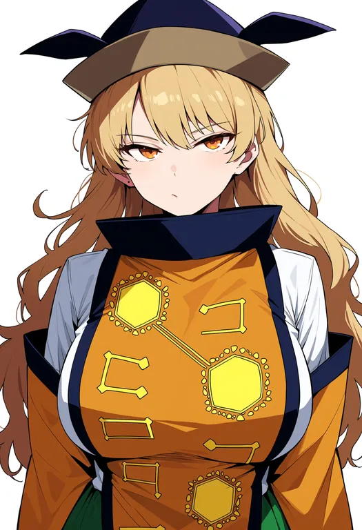 masterpiece, best quality, score_7, safe, matara okina, solo, upper body, simple background — by k3scat, made with ComfyUI