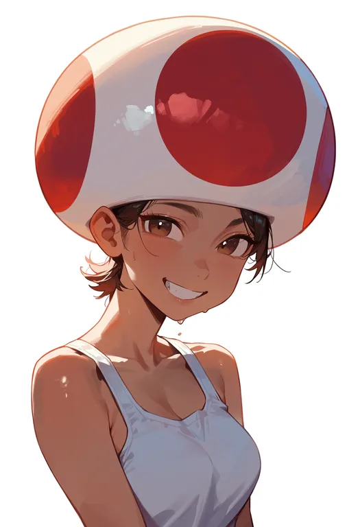 masterpiece, best quality, score_7, safe, toad (mario), solo, upper body, simple background — by k3scat, made with ComfyUI