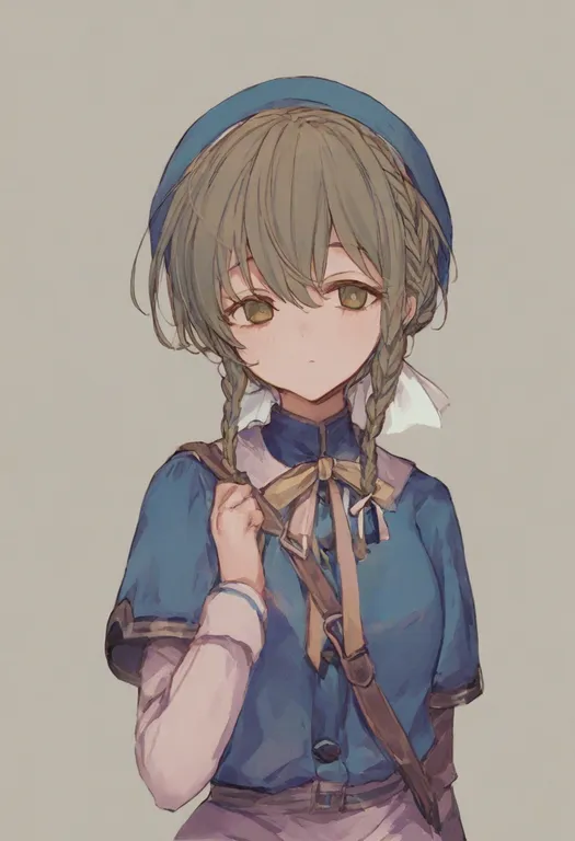masterpiece, best quality, general, braided base, 1girl, solo, simple background — by k3scat, made with ComfyUI