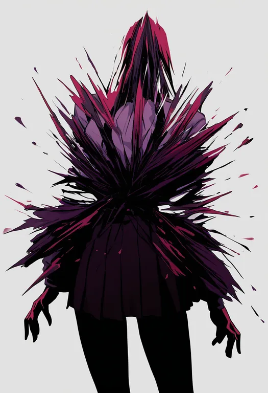 masterpiece, best quality, newest, absurdres, highres, safe, exploding_clothes, 1girl, solo, simple_background — by k3scat, made with ComfyUI