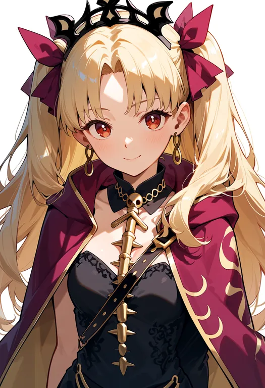 masterpiece, best quality, score_7, safe, ereshkigal (fate), solo, upper body, simple background — by k3scat, made with ComfyUI
