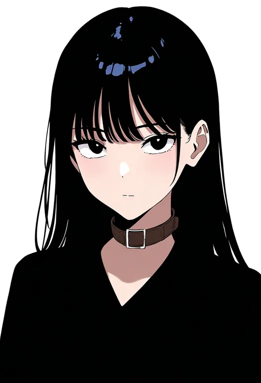 masterpiece, best quality, newest, absurdres, highres, safe, brown_collar, 1girl, solo, simple_background — by k3scat, made with ComfyUI