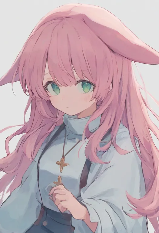 masterpiece, best quality, general, droopy ears, 1girl, solo, simple background — by k3scat, made with ComfyUI