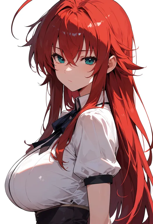 masterpiece, best quality, score_7, safe, rias gremory, solo, upper body, simple background — by k3scat, made with ComfyUI