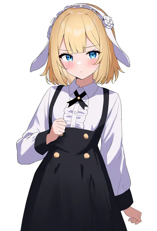masterpiece, best quality, newest, absurdres, highres, safe, fleur_de_lapin_uniform, 1girl, solo, simple_background — by k3scat, made with ComfyUI