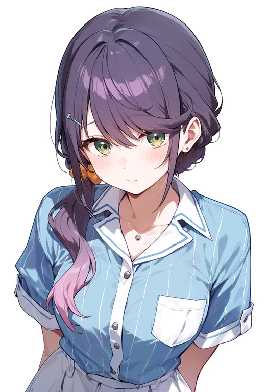 masterpiece, best quality, score_7, safe, hoshimi junna, solo, upper body, simple background — by k3scat, made with ComfyUI