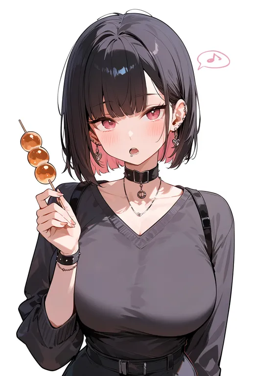 masterpiece, best quality, score_7, safe, dango, 1girl, solo, upper body, simple background — by k3scat, made with ComfyUI