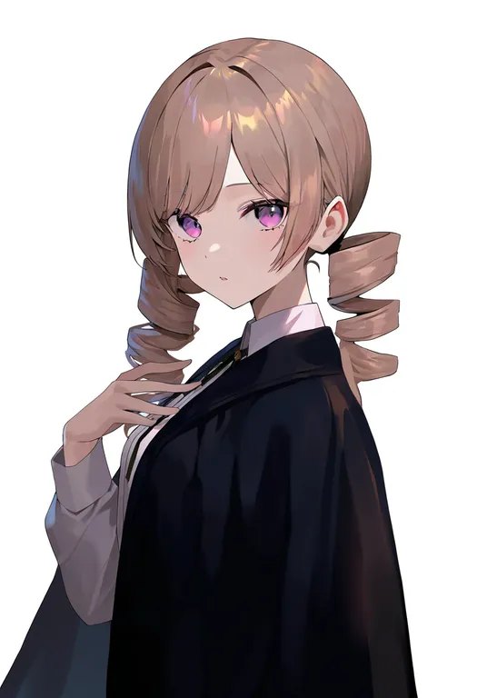 masterpiece, best quality, newest, absurdres, highres, safe, side_drill, 1girl, solo, simple_background — by k3scat, made with ComfyUI