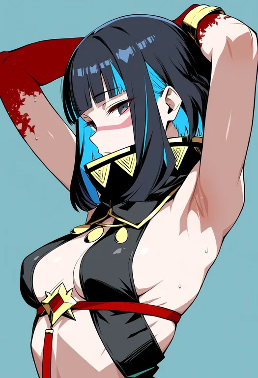 masterpiece, best quality, score_7, safe, tenochtitlan (fate), solo, upper body, simple background — by k3scat, made with ComfyUI