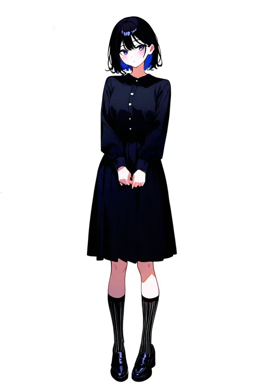 masterpiece, best quality, newest, absurdres, highres, safe, vertical-striped_socks, 1girl, solo, simple_background — by k3scat, made with ComfyUI