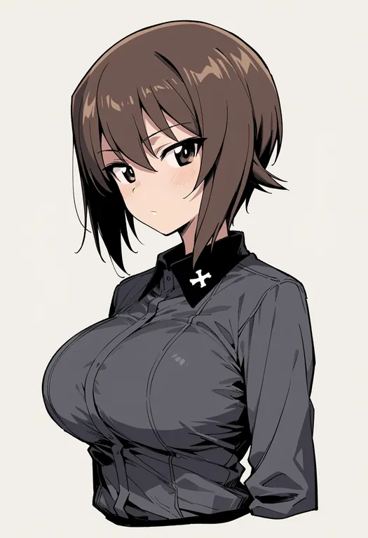 masterpiece, best quality, score_7, safe, nishizumi maho, girls und panzer, solo, upper body, simple background — by k3scat, made with ComfyUI