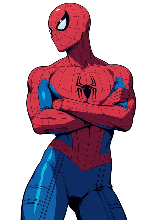 masterpiece, best quality, score_7, safe, spider-man (original suit), solo, upper body, simple background — by k3scat, made with ComfyUI