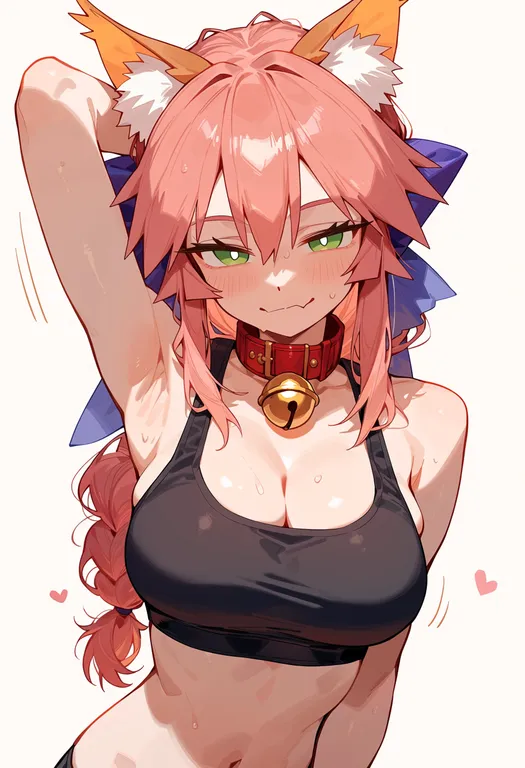masterpiece, best quality, score_7, safe, tamamo cat (fate), solo, upper body, simple background — by k3scat, made with ComfyUI