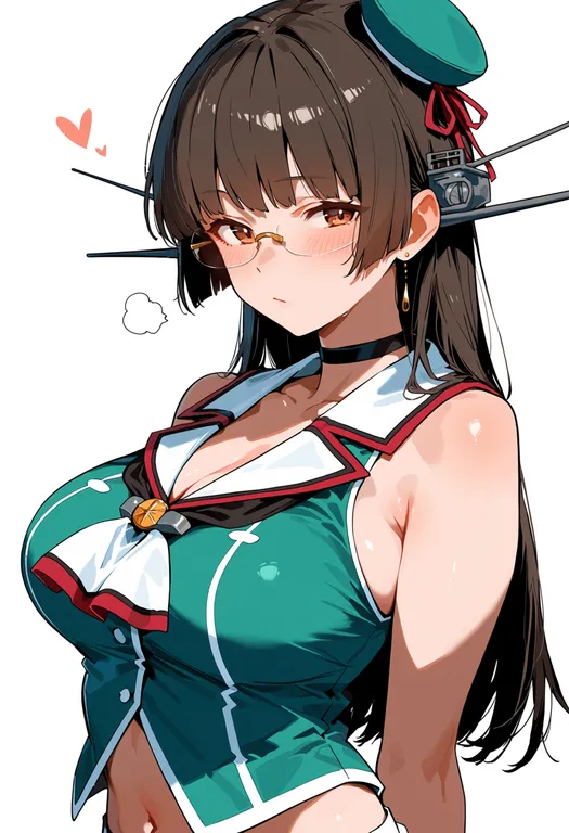 masterpiece, best quality, score_7, safe, choukai kai ni (kancolle), solo, upper body, simple background — by k3scat, made with ComfyUI