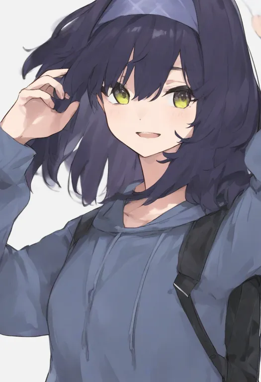 masterpiece, best quality, general, black bag, 1girl, solo, simple background — by k3scat, made with ComfyUI