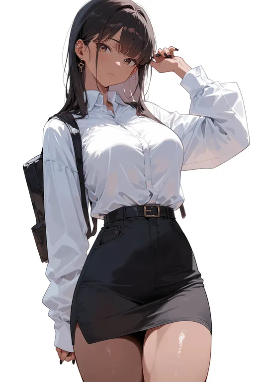 masterpiece, best quality, score_7, safe, misleading thumbnail, 1girl, solo, simple background — by k3scat, made with ComfyUI