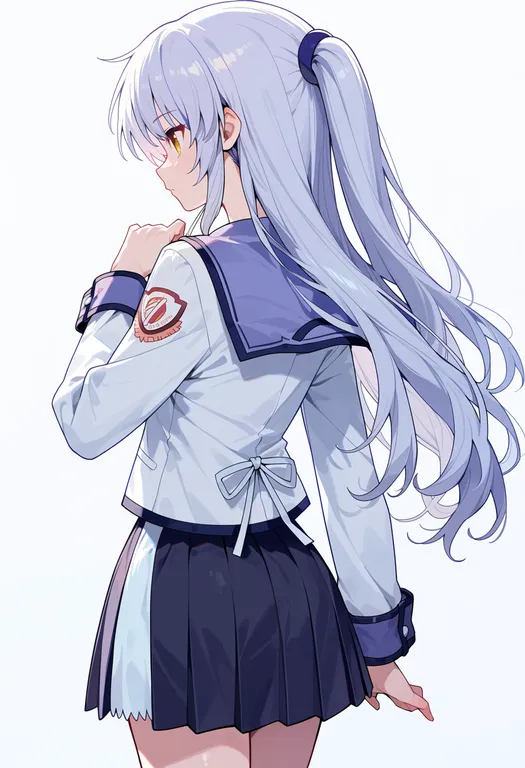 masterpiece, best quality, score_7, safe, angel beats!, solo, simple background — by k3scat, made with ComfyUI