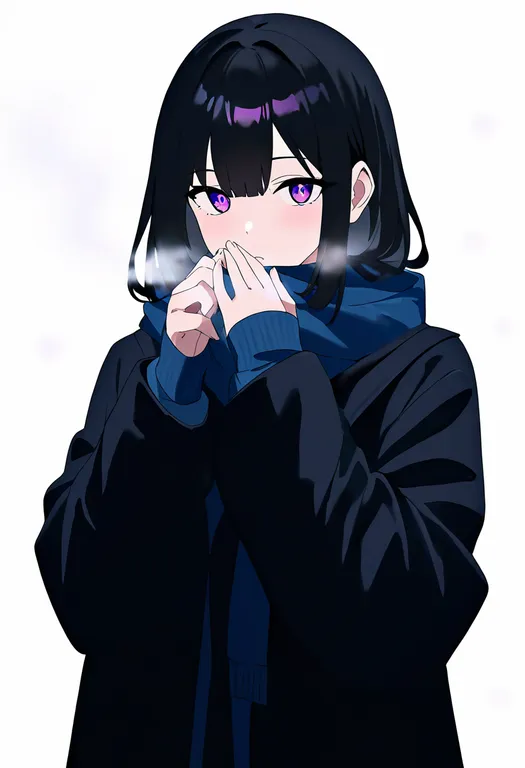 masterpiece, best quality, newest, absurdres, highres, safe, cold, 1girl, solo, simple_background — by k3scat, made with ComfyUI