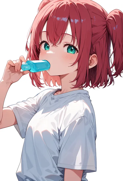 masterpiece, best quality, score_7, safe, kurosawa ruby, solo, upper body, simple background — by k3scat, made with ComfyUI