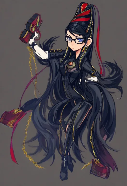 masterpiece, best quality, general, bayonetta 1, solo, simple background — by k3scat, made with ComfyUI